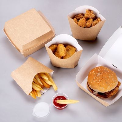 120x120mm PLA Lined Kraft Paper Burger Box Paperboard Grease Resistant Packaging